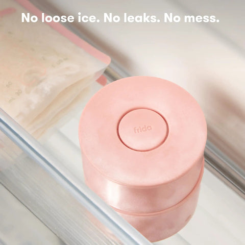 Definitely A Game Changer For Pumping Moms Reusable Breast Milk Cooler Ice Packs in pink inside a fridge.