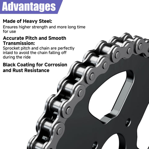 420 Chain With 60T Sprocket Kit For Mini Bike Fits Predator 212 196cc 200cc Engines, Includes 90 Link Rear Chain And 42 Link Jackshaft Chain, Compatible With CT200U BT200X CT200U EX Baja Warrior TrailMaster MB200 Axis M200