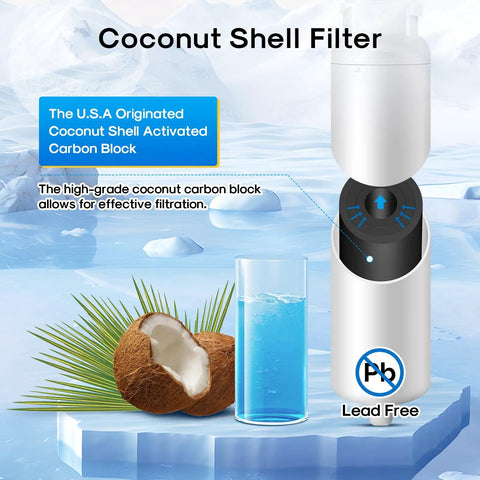 Replacement Refrigerator Water Filter For LG Daewoo DW2042FR-09, Kenmore 46-9130, Aqua Crystal DW2042FR-09 with coconut shell