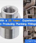Stainless Steel 316 Female Reducing Pipe Fitting 1/2 Inch To 1/4 Inch NPT For Water, Air, And Fuel Lines, Heavy Duty Marine Grade Coupling