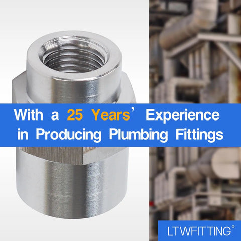 Stainless Steel 316 Female Reducing Pipe Fitting 1/2 Inch To 1/4 Inch NPT For Water, Air, And Fuel Lines, Heavy Duty Marine Grade Coupling