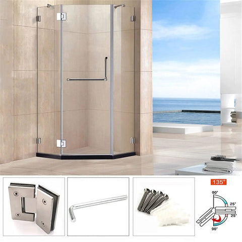 Soft Close Cabinet Door Hinge Set For 8 To 12mm Doors Built Tough Stainless Steel Hinges With Silent Hydraulic Buffer 180 Degree Swivel Great For Glass Shower Stalls Cabinets And Wood Or Aluminum Doors in bathroom setting