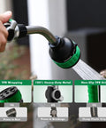 Heavy Duty Metal 2-In-1 Garden Hose Wand With 9 Spray Patterns, ergonomic metal grip in use watering plants
