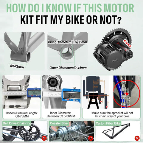 1000W Mid Drive Ebike Conversion Kit BBS-HD For 68, 73, 100, 120mm Frames, 48V/52V System, Electric Bike Upgrade With Throttle, Brake Sensor, Chainring, Headlight, Optional Battery And LCD Display, Optional Easy Mount For Mountain And Road Rides