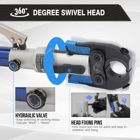 Workhorse Copper Pipe Press Tool For Viega ProPress Fittings With rotatable head and hydraulic valve details