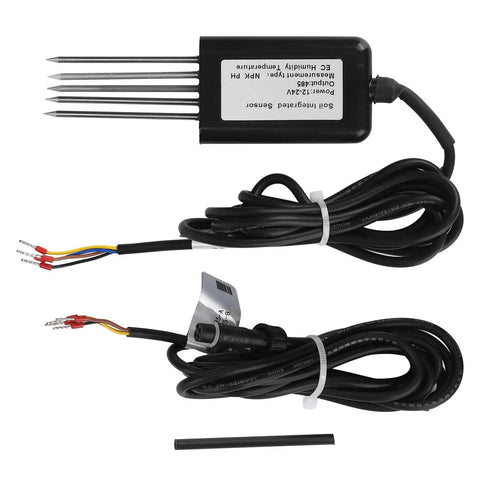 7 In 1 Soil Tester With 5 Pin PH NPK Temperature Humidity EC Sensor, probes and cables visible