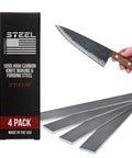 1095 High Carbon Knife Making Steel Blanks 12x1.5x0.125 Ready To Forge Annealed Flat Bars 4 Pack next to completed knife
