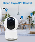 4MP Wireless Indoor Security Camera For Busy Homes With 355 Degree Pan And 90 Degree Tilt in modern living room
