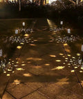 Pathway lit by Six Pack Solar Outdoor Lights For Garden Pathway And Patio Bronze Lanterns With Moon And Star Designs Waterproof Hanging Lights