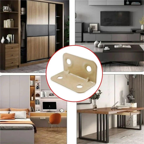 Built Tough L Shaped Corner Brackets Four Hole Precision Angle Supports for sturdy furniture in modern interiors.