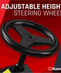 Adjustable steering wheel on Ground Force Elite Electric Go Kart For Teens And Adults, Sick 14 MPH Top Speed, 40 Minute Run Time.