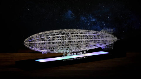 Dope 3D Zeppelin Puzzle Kit With Acrylic Display Light Box For Adults, Hindenburg 1:453 Scale, illuminated with LEDs