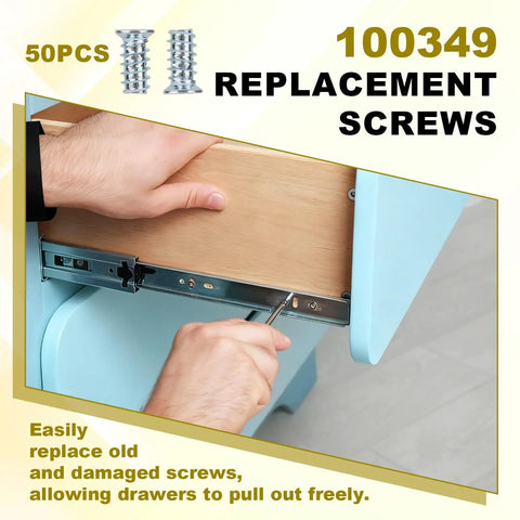 Shop Grade 50 Pack Zinc Plated Drawer Rail Screws Compatible With Ikea 100349 Cabinet Replacement Hardware being installed on drawer.