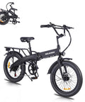 Folding Fat Tire Electric Bike For Adults 20 Inch 3.0 Fat Tires 374.4Wh Battery 20 MPH E Bike Cargo Mode Black