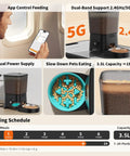Dead Simple Smart Cat Feeder With Solid Wifi And Smartphone App Control Automated Timed Pet Food Dispenser showing app control, capacity and bowl design.