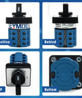 Beefy 20A Rotary Changeover Switch 660V 3 Pole 6 Position 12 Terminal Latching Selector with Blue Fork Terminals, multi-view