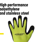 Conch Dyfiber Gloves For Lobstering And Spearfishing, Super Grippy Dexterity, ANSI Cut 4 Puncture 3, Blue, Medium, palm view.