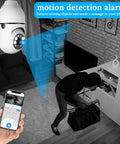 2 Pack 360 Degree Light Bulb Camera 1080P HD WiFi Dome Cam With 2.4GHz Network And 32GB SD Card Included in action, detecting motion.