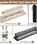 Beefy Rugged Aluminum RV Floor Vent Cover Kit 2x10 Magnetic Removable Floor Register Trap Light Brown Finish components