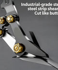 Rugged Thickened Steel Snips With Anti Rust Coating For Smooth Accurate Metal Cuts On Aluminum And Steel Strips Multi Purpose Cutting Tool Built For Pro Grade Precision And Long Lasting Sharpness With Easy Grip Handle close-up