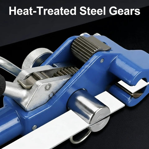 Heavy Duty Steel Strapping Kit Three Quarter Inch By One Hundred Foot S304 Stainless Coil With Manual Ratchet Tensioner And Cutter Plus One Hundred Ear Lock Buckles A Real Workhorse For Pallets Pipes And Bundling, heat-treated steel gears