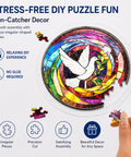 Dove Acrylic Sun Catcher Puzzle Kit For Doors Garden And Window Hanging shown in colorful pieces with a dove design, 7.4 inch.