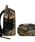 Rock Mountain Grey Wolf Print Unisex Backpack Big Capacity For Everyday Carry And Travel Durable Polyester Build side and front view