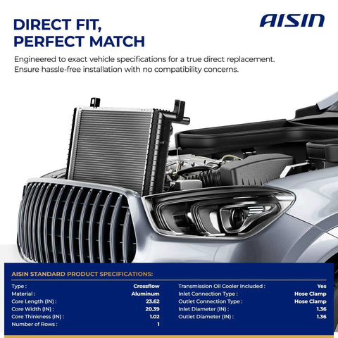Premium Aftermarket Radiator For Complete Engine Cooling System Heavy Duty Replacement Part Built Tough. Aluminum crossflow design.
