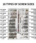 Micro Screw Repair Kit With Precision Screwdriver, 630 Silver Stainless Micro Screws In 18 Sizes Organized in Case