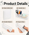 12 Piece Desk Pencil Holder Set, white trays with organizers, pens, scissors, features classic white color, easy to clean and durable