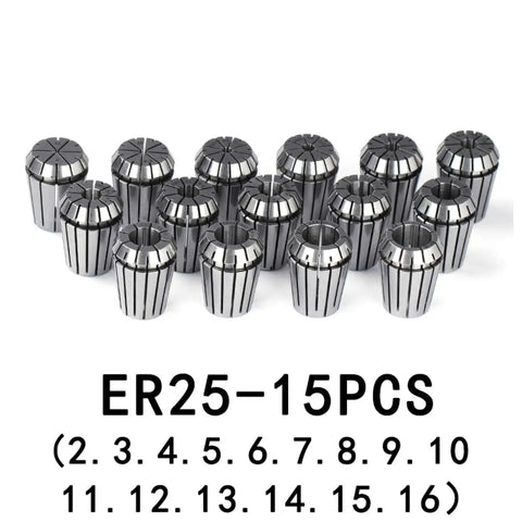 Premium ER25 Morse Taper Collet Chuck Set MT2 MT3 MT4 1 To 16mm Grip For CNC Milling And Lathe Tools Keeps Gears Locked Tight No Slip showing 15 precision collets.