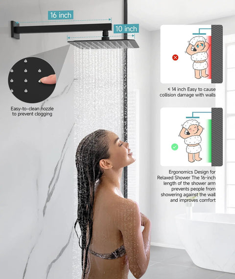 10 Inch Square Rainfall Shower System Matte Black Valve Trim Kit Made From Solid 304 Stainless Steel A Total Game Changer Knocking Your Socks Off With Luxury Spa Vibes And Hassle Free Setup For Serious Bathroom Upgrades