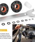 Hydraulic Steering Cylinder Seal Kit With Pin Wrench HS5157 for marine boats, includes wrench, seals, and rings.