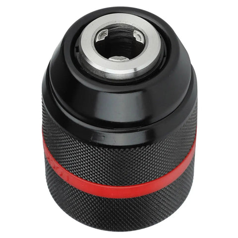 Keyless Drill Chuck 1/2-20UNF Mount, Self Tightening Hand Drill Chuck Fits 1-13 mm Bits, top view showing textured grip