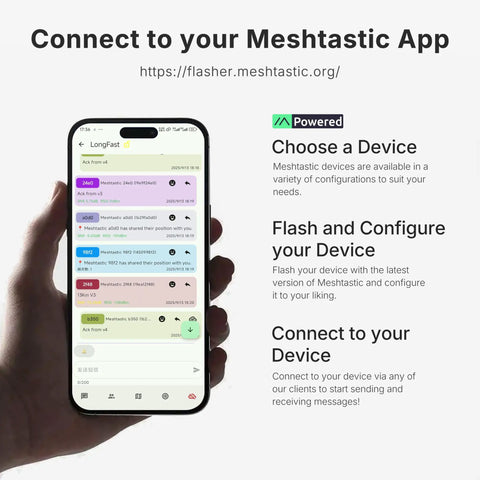 Smartphone displaying Meshtastic app interface for connectivity and configuration of devices related to ESP32 S3 Dev Kit With LoRa SX1262 Radio And Built In Oled Screen Plus L76 Gps Unit For Meshtastic Meshes And Arduino Makers Bringing Strong Signal And Fast Wifi Sync Straight Up Ready To Power Your Latest Project.
