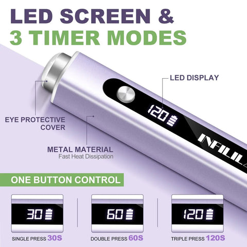 Multi Functional Handheld UV Nail Light With Cat Eye Magnet For Gel Nails On The Go Cordless Flash Cure Lamp Purple