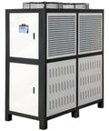 Top Tier Heavy Duty 15 Ton Air Cooled Water Chiller With Stainless Steel Tank And Micro Computer Control For Fast Reliable Industrial Cooling And Zero Hassle Grind, side view with control panel.