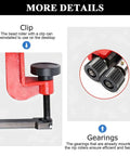Close-up of 22 Gauge Sheet Metal Rotary Bead Roller with clip and gearings, part of manual beading tool for metal fabrication.