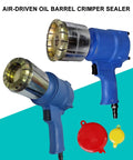 Niikadd Air Driven Oil Drum Pressure Cap Sealer Crimper For 200 Liter Barrel Handheld Crimping Machine with heads and caps.