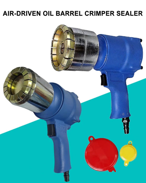 Niikadd Air Driven Oil Drum Pressure Cap Sealer Crimper For 200 Liter Barrel Handheld Crimping Machine with heads and caps.