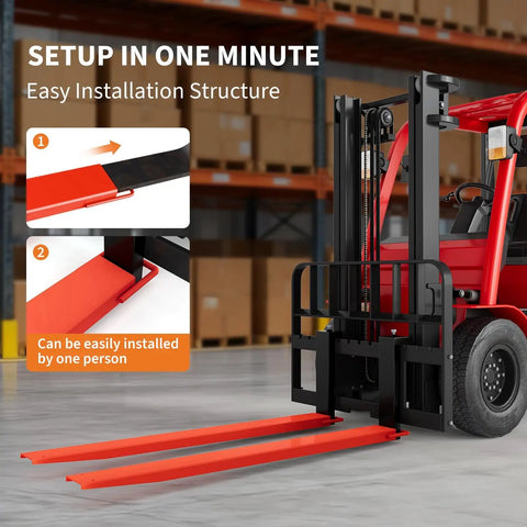 Rock Solid Heavy Duty Forklift Fork Extensions 60 Inch Alloy Steel Attachments For Warehouse And Construction Built Different To Crush Oversized Pallets Without The Sweat With Powder Coated Finish And Included Gear