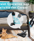 Corded Vacuum Cleaner With 15KPa Suction 400W Motor 12 In 1 cleaning under bed near cats, highlighting corner angle use
