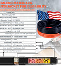 Diagram of Self Regulating Sewage Pipe Heating Cable For Buried Pipes, 120V Fluoropolymer, with U.S. flag background.