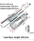 Heavy Duty Ball Bearing Drawer Slides 1 Pair Delivering Smooth As Butter Full Extension Cabinet Glides, 80 inch, 203.2 cm, with lock.