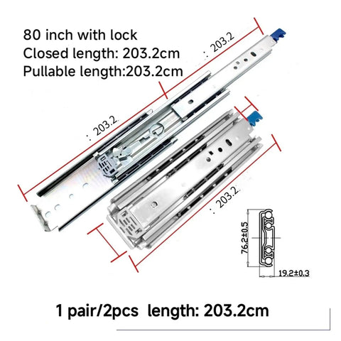Built Like A Tank Heavy Duty Drawer Slides Running Smooth As Butter For 500 Lb Loads On Industrial Cart And RV Cabinet Storage Rock Solid Steel Full Extension Replacement Hardware length dimensions and locking mechanism.