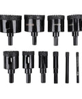 Jiawu Heavy Duty Serrated Hole Saw Kit For Tough Ceramic Glass Tile Marble Gypsum. Brazed Carbon Steel With Thick Carborundum Coating Makes These Power Drill Bits Totally Sick For Fast Boring And Heavy DIY Projects That Need Real Durability And Serious. 10-piece hole saw set, 6mm to 50mm, black coated steel