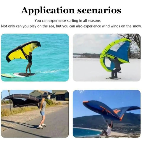 Inflatable Wing Surfing Kit With Window 5 Meter And 6 Meter Wings for hydrofoil board on water and land use applications