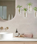 Glass Tube Propagation Station Hanging Vase Set - 4 Cylinder Wall Planters above bathroom sink with plants