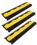 Three Pack 2 Channel Cable Protector Ramps BeefedUp Built Tough For 11000 Lbs Per Axle, Heavy Duty Wire And Hose Protector