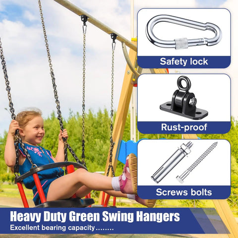 Six Pack Heavy Duty Swing Hangers Set With Locking Hooks Screws Bolts and Washers for Porch Patio Indoor Outdoor Swings Gym Rings Yoga Swings 1800 Lb Capacity Black
